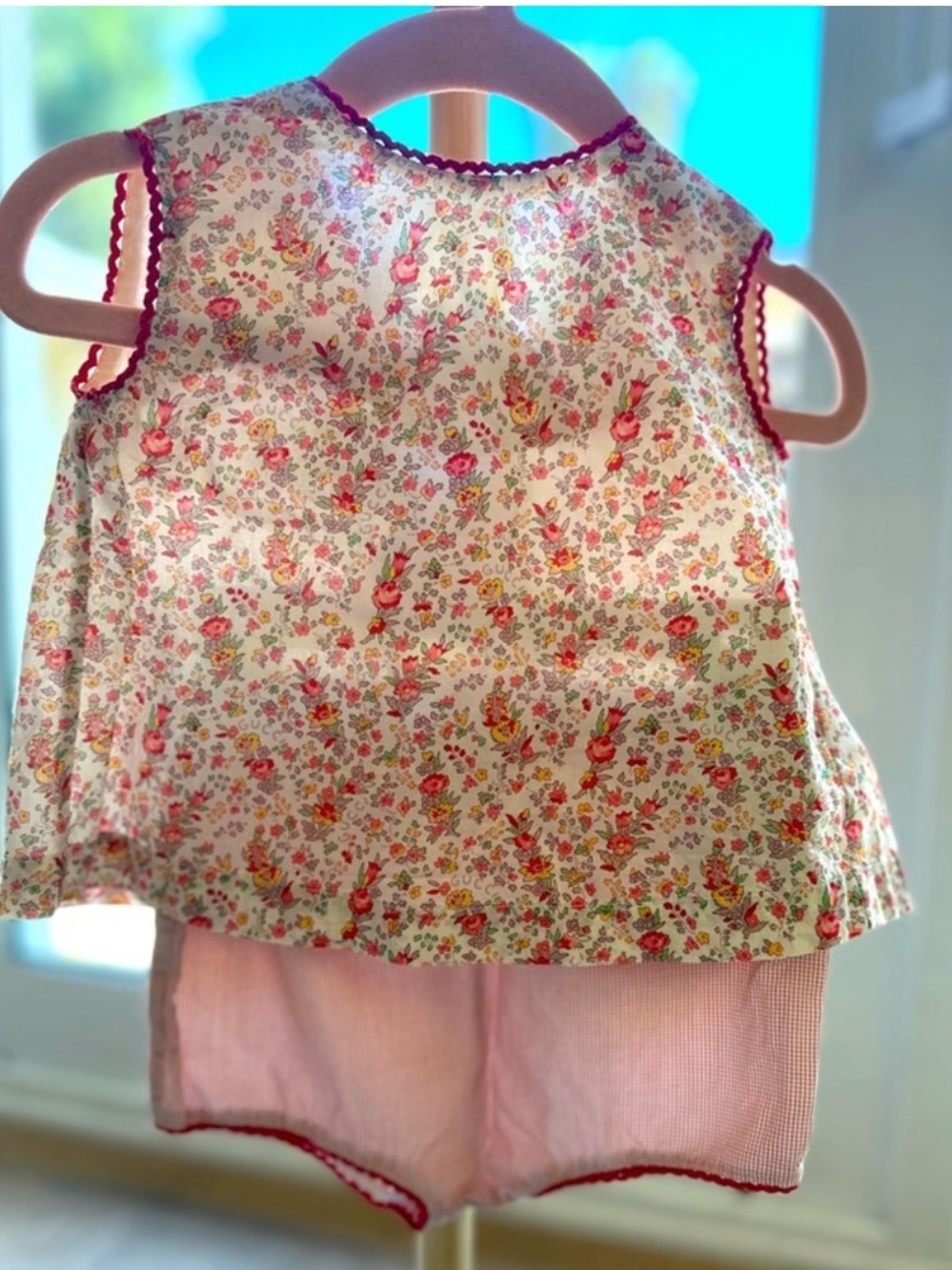 Gucci Pink Gingham Shorts with Floral top